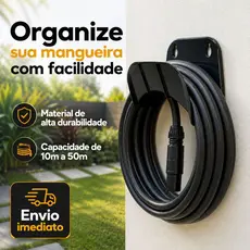 Suporte Mangueira Preto Parede 10 a 50m Plástico Reforçado Alta Durabilidade Resistente Jardim