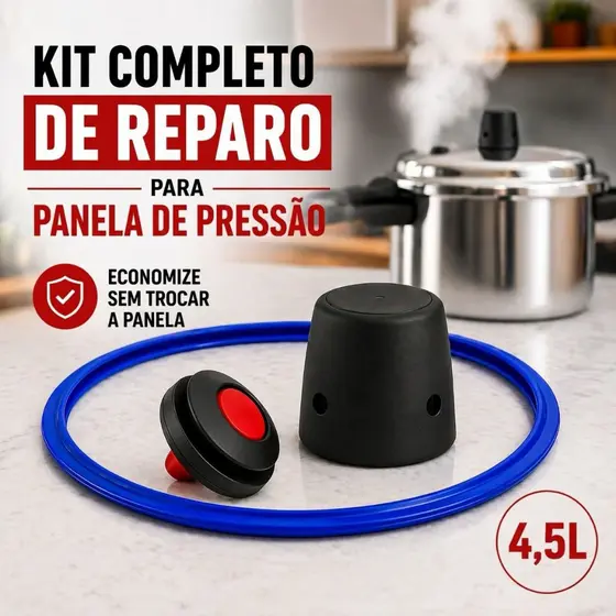 Kit Reparo Panela de Pressão 4,5L Borracha Válvula Peso Vedação Completo Segurança