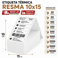Kit Etiqueta Térmica Adesiva Resma 10x15 E-commerce Envios Zebra Elgin Impressora Sem Ribbon Papel Contínuo