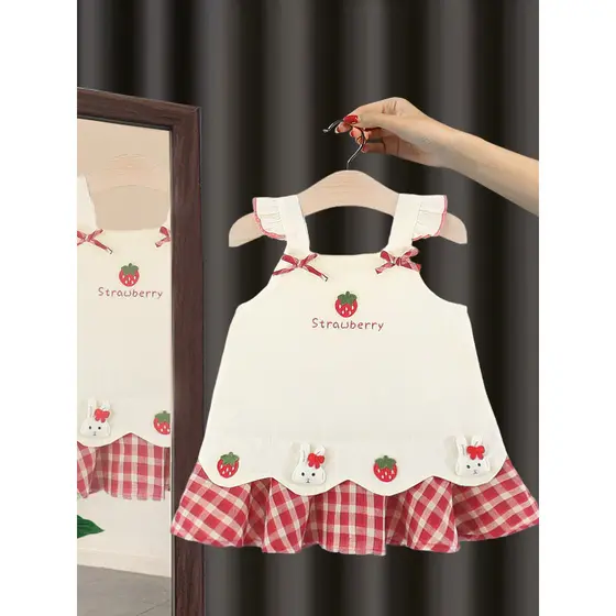 Meninas estilingue vestido de verão 0-4 anos de idade bebê crianças roupas moda moda moda menina bebê verão saia fina