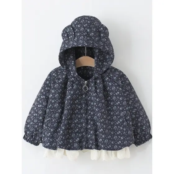 Meninas primavera outono jaqueta 2025 novo estilo bebê crianças bonito Floral jaqueta bebê moda topo pequeno blusão