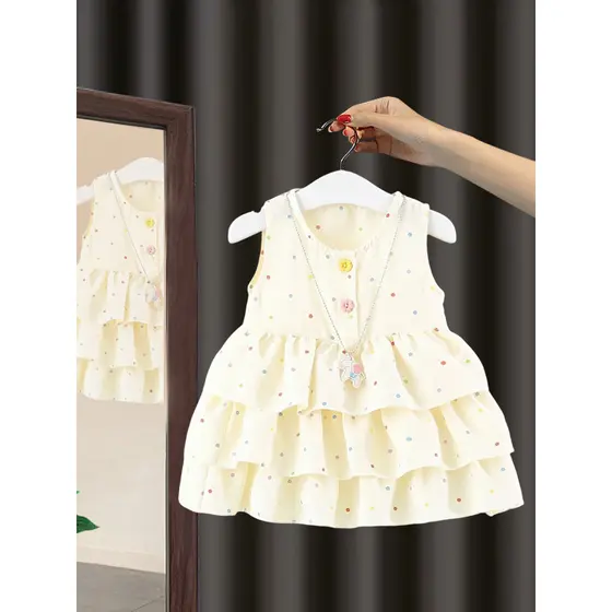 Feminino bebê verão sem mangas colete saia 0-4 anos de idade meninas bonito bolo saia bebê moda pequena saia na moda