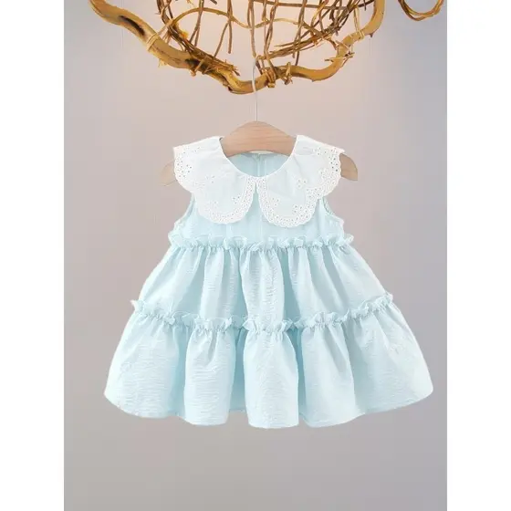 Bebê menina verão vestido de algodão puro 0-4 anos de idade 3 bebê 2 pequena saia elegante coreano menina verão vestido
