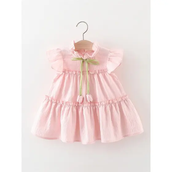 Meninas vestido de verão novo estilo crianças vestido de princesa menina bebê puro algodão verão bebê colete saia