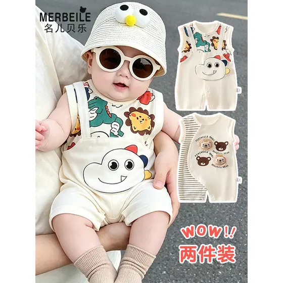 Macacão de bebê verão fino Outing roupas sem mangas macacão roupas de bebê recém-nascido roupas de verão pijamas macacão