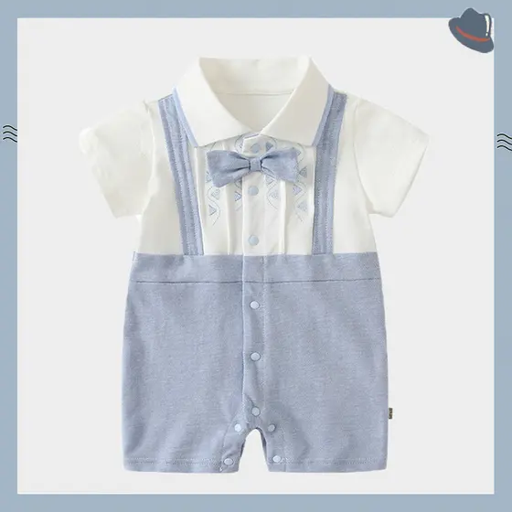 Macacão de bebê verão macacão bebê menino cavalheiro vestido macacão cem dias Outing estilo fino bebê júnior mes