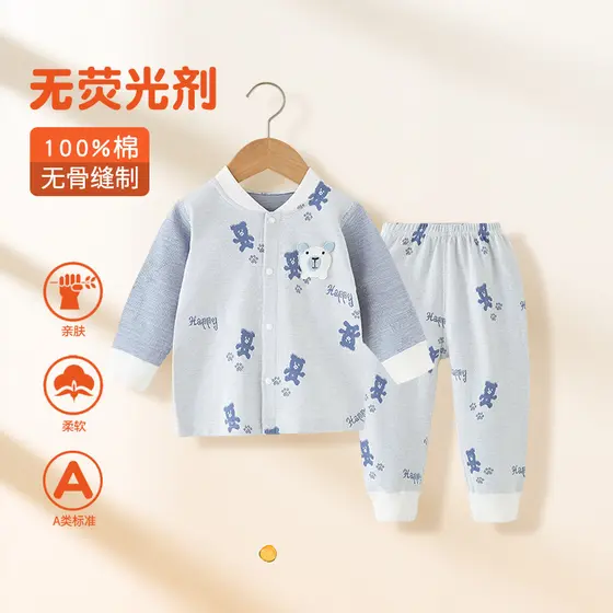 Bebê outono roupas conjunto primavera outono puro algodão crianças casa roupas pijamas meninos meninas roupa interior di