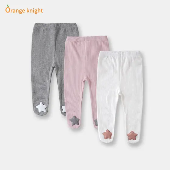 Leggings para bebês de algodão puro versão coreana 0-3 meses 6 meia-calça