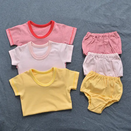 Camisetas de manga curta de algodão puro para meninos e meninas de comércio exterior grandes crianças meia manga dois @-