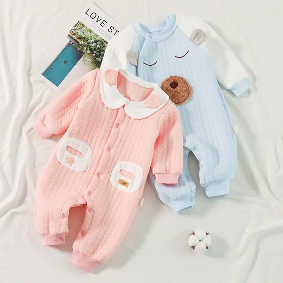 Macacão de bebê acolchoado quente recém-nascido algodão puro primavera outono inverno Outing macacão roupas de bebê outo