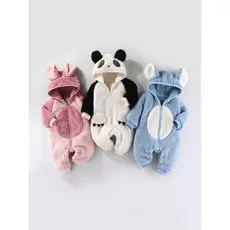 Outono inverno novo estilo masculino feminino bebê forma Animal macacão abraço velo quente macacão do bebê