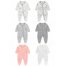 Novo estilo bebê primavera outono pijamas recém-nascidos macacão com pé puro algodão proteção da barriga macacão de uma 
