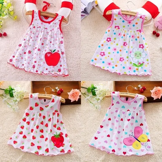 Bebê crianças roupas de verão puro algodão colete estilingue vestido princesa saia do bebê criança 0-1-2 anos de idade v