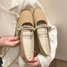 Moda francesa Mary Jane sapatos femininos 2026 novo estilo pérola sola macia superfície macia sapatos planos leve antide