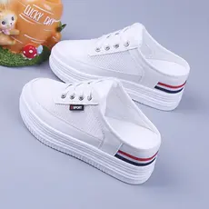Aumento interno Baotou meia chinelos feminino 2026 primavera moda exterior usar sola grossa sem salto preguiçoso feminin