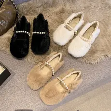 Sapatos fofos femininos desgaste exterior 2026 novo estilo outono inverno sapatos de algodão influenciador deslizamento-