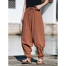 Novo estilo primavera verão algodão linho monge monge calças fechadas Layman meditação calças das mulheres dos homens es