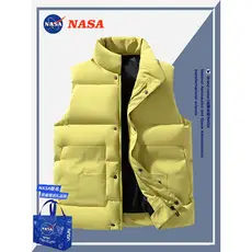 NASA Co-Branded Gola Alta Colete de Algodão Homens Mulheres Outono Inverno Esportes Jaqueta À Prova de Vento Engrossado