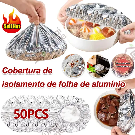 🔥 Envio em 24h | Capa Térmica de Alumínio para Alimentos Mantém a Temperatura Reutilizável 50PCS