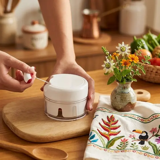 Triturador de Alho e Cebola Manual Prático Processador de Legumes