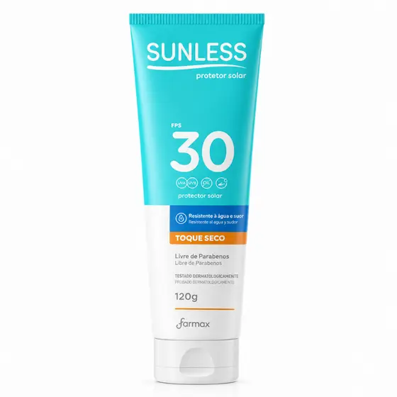 Protetor Solar FPS 30 Toque Seco Resistente Água Suor Sunless
