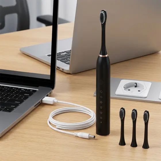 Escova De Dente Elétrica Sônica Branqueadora Recarregável Longa Duração Bateria Premium