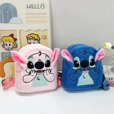 Mochila de Pelúcia Fofa Stitch Angel Bolsa Infantil Mochila Escolar Fofa com Orelha 3D Presente Infantil Bolsa de Ombro