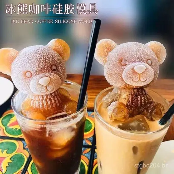 Forma de gelo em formato de urso para uso doméstico, bandeja de gelo de silicone, forma de gelo, forma de sorvete em for