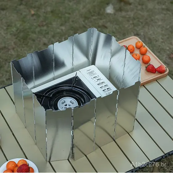 Para-vento de alumínio para fogão de exterior, para-vento portátil dobrável não oxidado, equipamento de camping, 14 peça