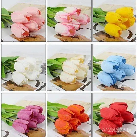 Fabricante de flores artificiais de tulipa de 48cm, venda por atacado de flores artificiais grandes de tecido de seda pa