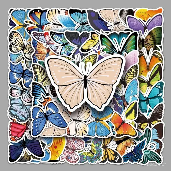 58 adesivos decorativos à prova d'água, não repetitivos, coloridos, com desenhos de borboletas e graffiti, personalizado