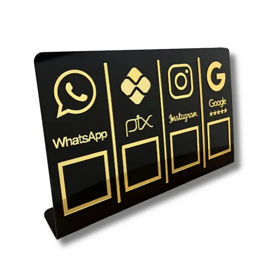 Placa Display 4 Em 1 Whats- Pix -Instagram Qr Code
