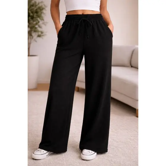 Calça Pantalona Feminina Tecido texturado Calça Feminino Cintura Alta Pantalona Elegante e versátil