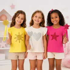 BLUSA MENINA MANGA PRINCESA ACOMPANHA VARINHA MENINA INFANTIL JUVENIL BRILHO