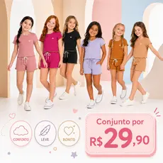 CONJUNTO MENINA VERÃO RIBANA COM DETALHE INFANTIL/JUVENIL