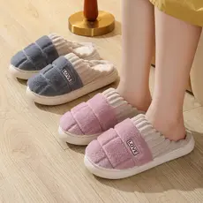 Chinelos de algodão masculino inverno forro de lã espessamento 2025 novo estilo casa interior antiderrapante quente ao a
