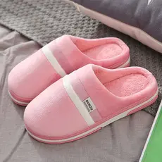 Chinelos de algodão feminino inverno de sola grossa impermeável antiderrapante casa interior casal pelúcia quente confin