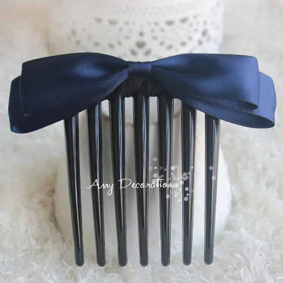 Versão coreana simples pente de cabelo inserção pente profissional cabeça flor fita azul flor pente de cabelo de sete de