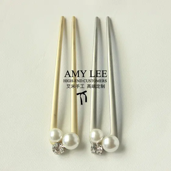 Estilo japonês ins estilo bobina de Metal hairpin simples temperamento em forma de U pequeno hairpin Headdress bola hair