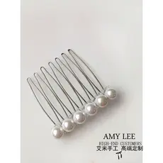 Artificial australiano branco pérola sete dentes coreano franja pente de cabelo não franja estável não é fácil de cair b