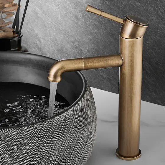 Estilo Medieval todo cobre antigo torneira bancada lavatório doméstico Retro lavatório quente e frio