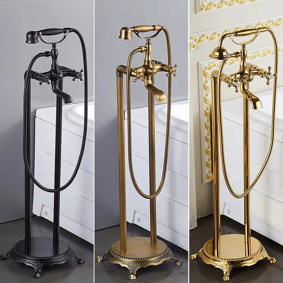 Estilo europeu todo o cobre piso concubina banheira torneira do chuveiro toalete Retro coluna tanque conjunto de chuveir
