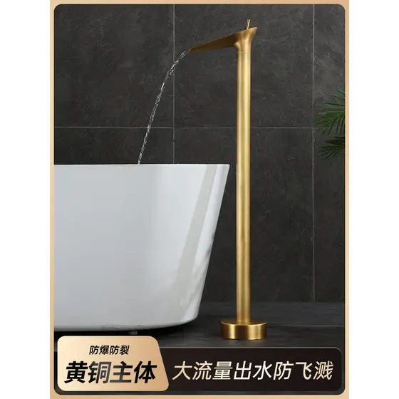 Todo o corpo de cobre Retro piso banheira torneira quente e frio cachoeira copo de vinho chinês antigo coluna bacia banh