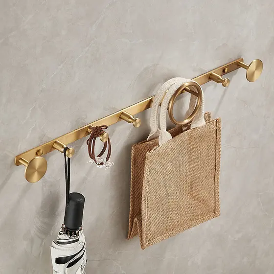 Luz de luxo todo o cobre roupas gancho Retro entrada gancho atrás da porta roupas casaco Rack parede antigo linha gancho