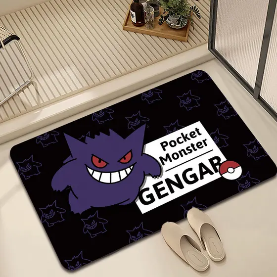 Bonito legal dos desenhos animados Gengar tapete de porta do banheiro Diatom lama absorção de água de secagem rápida Ant