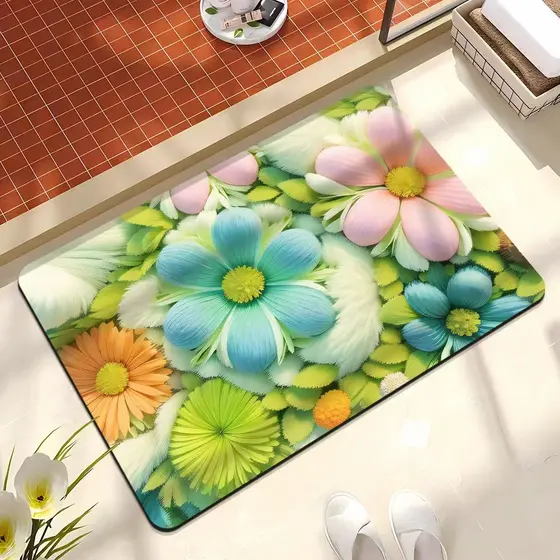 Água refrescante algas flor antiderrapante macio Diatom lama banheiro absorvente tapete porta de entrada pé toalete de s