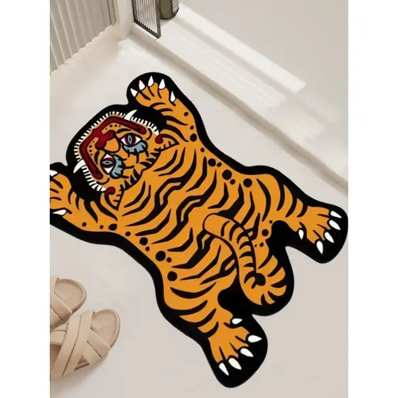 Novo criativo tigre em forma especial tapete de chão porta do banheiro pé tapete Diatom lama absorver água de secagem rá