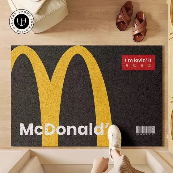 Criativo m m m McDonald hambúrguer porta de entrada tapete anel de seda antiderrapante resistente ao desgaste raspagem l