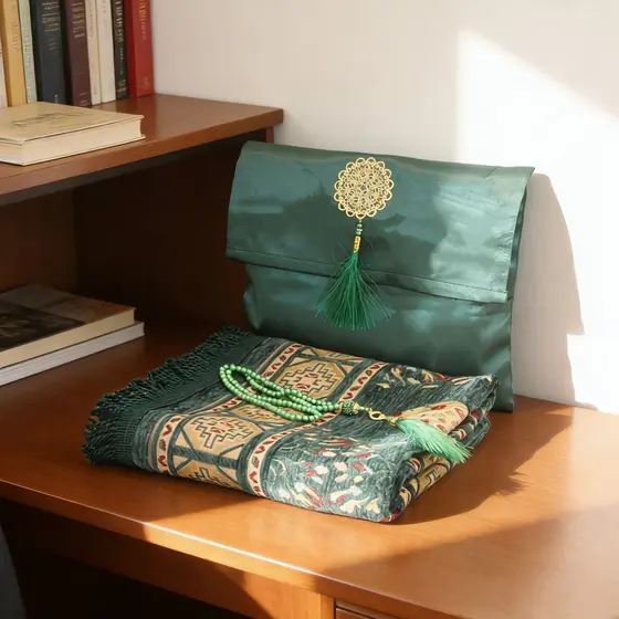 Máquina de presente árabe tecido pano fino cobertor dobrável despedida saco portátil tapete oração lavável à máquina ora