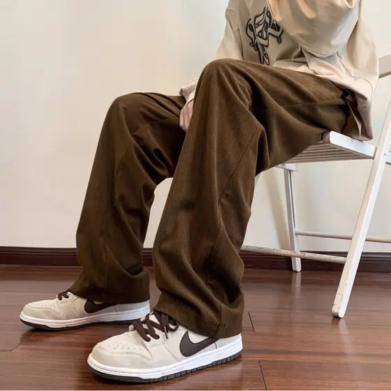 Calças Retro americanas masculinas primavera outono calças casuais de veludo pesado tamanho grande Street Wear em linha